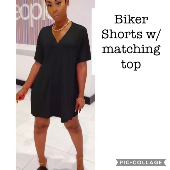 Two Piece Black Biker’s Shorts & Top - Picture 2 of 3